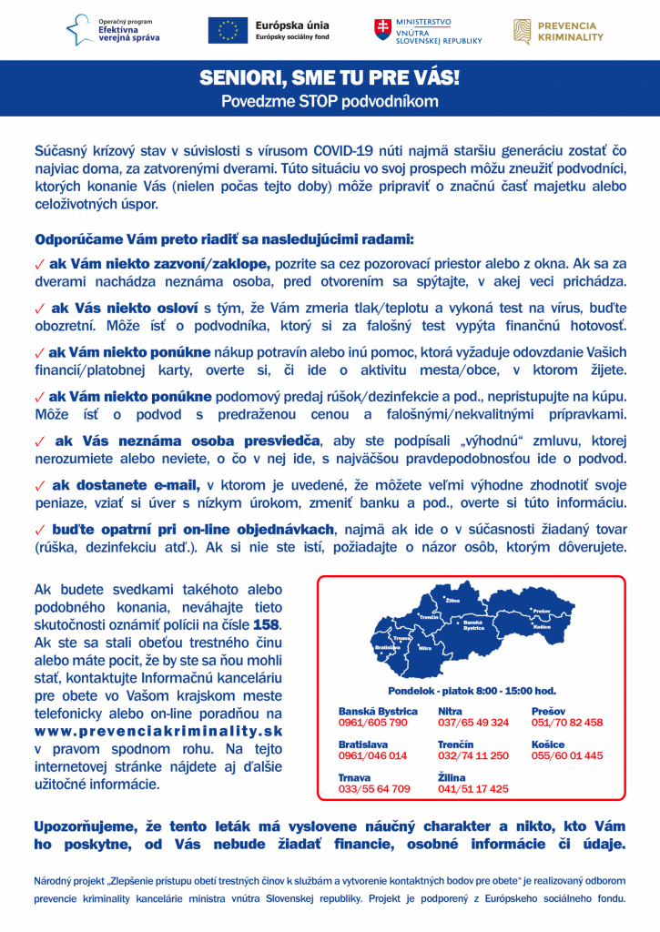 Odporúčanie pre seniorov